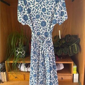 LuLaRoe Blue and White Floral Marly Dress